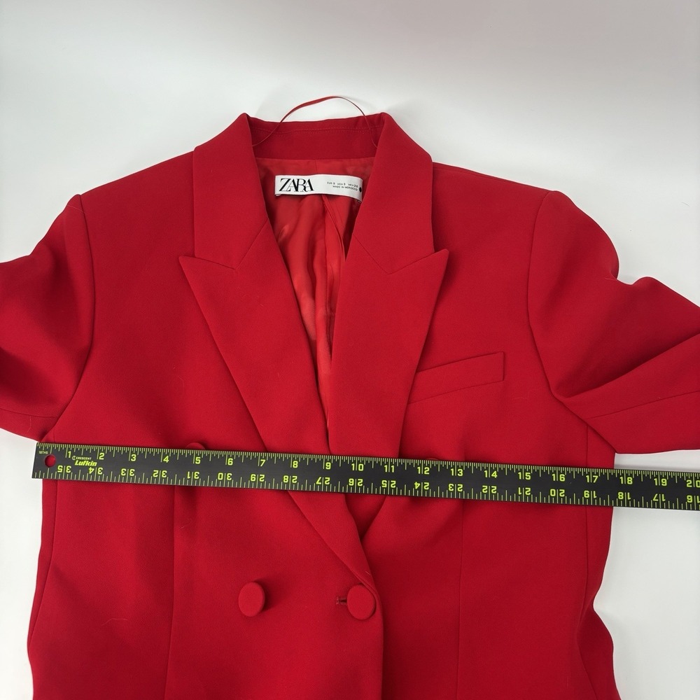ZARA Womens Double Breasted Buttoned Blazer Bright Red Women's Small Oversized - Picture 6 of 8